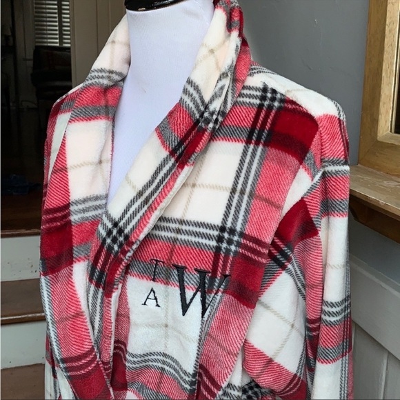 NWOT Pottery Barn Winslow Plaid Plush Robe Multi - Picture 12 of 14